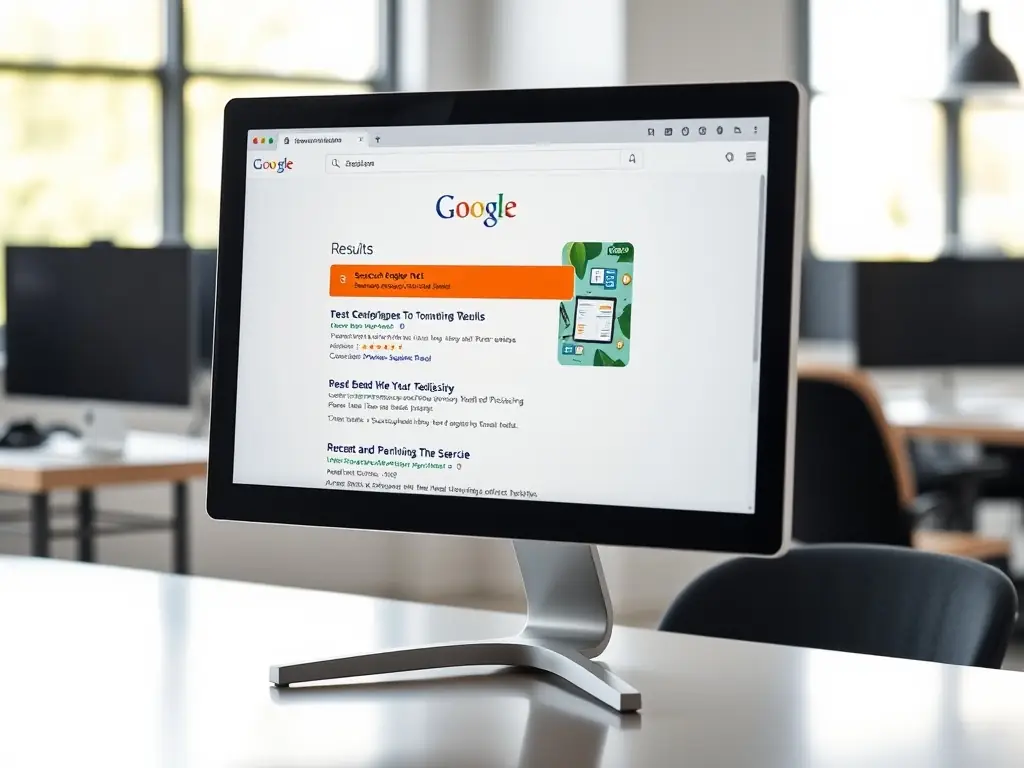 A visual representation of SEO optimization, showing a website ranking higher in search engine results for cleaning-related keywords.